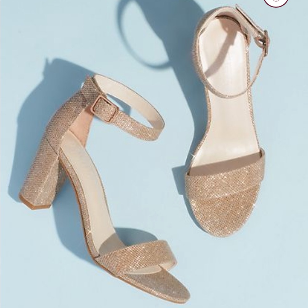 David’s Bridal Arya Gold Block Heels Size 9